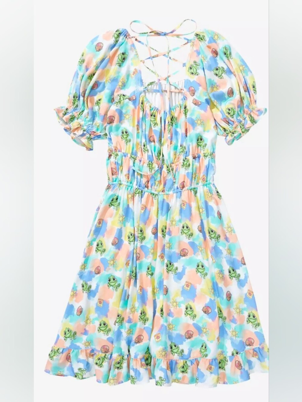 Disney Tangled Watercolor Icons Smock Dress